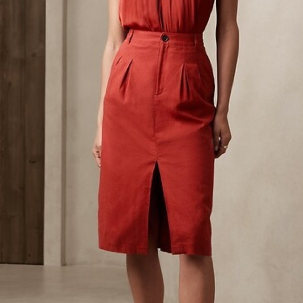 NWT Banana Republic Linen Blend Midi Skirt